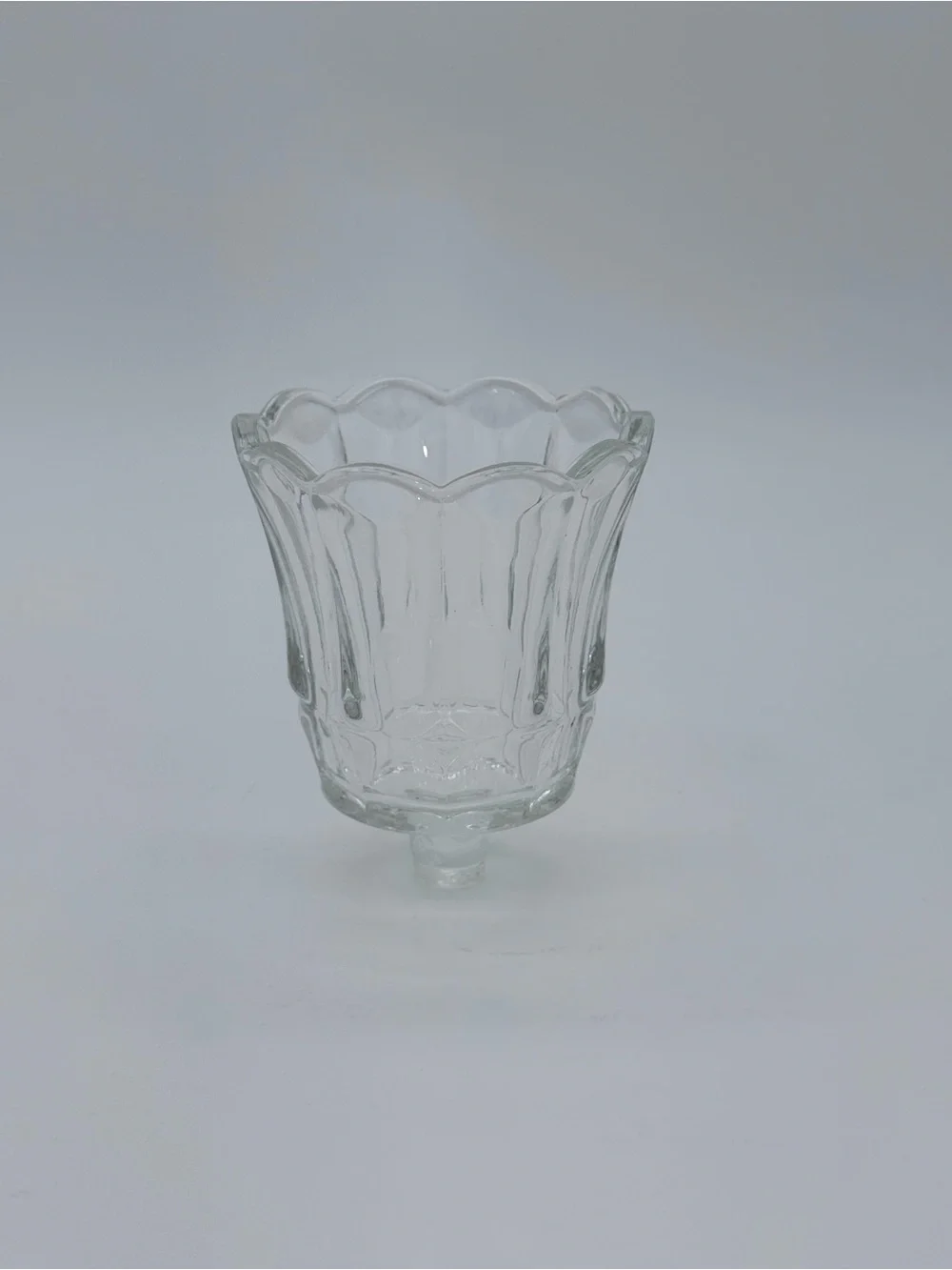 Vintage Homco Clear Glass Tulip Peg Cup Votive Candle Holder